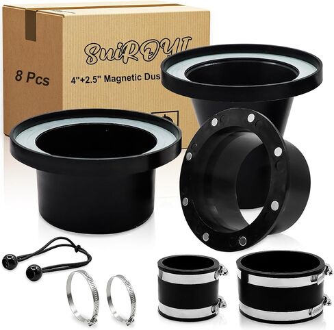 مجموعة أدوات تجميع الغبار المغناطيسي مقاس 4 بوصات و2-1/2 بوصة، تجهيزات توصيل سريعة شديدة التحمل مع 8 مغناطيسات عالية القوة وحبل أمان، تتضمن موصل خرطوم وجهاز استقبال فولاذي، للأعمال الخشبية in Kuwait