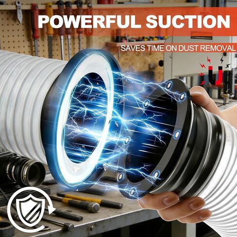 مجموعة أدوات تجميع الغبار المغناطيسي مقاس 4 بوصات و2-1/2 بوصة، تجهيزات توصيل سريعة شديدة التحمل مع 8 مغناطيسات عالية القوة وحبل أمان، تتضمن موصل خرطوم وجهاز استقبال فولاذي، للأعمال الخشبية in Kuwait