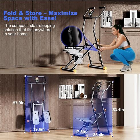 Stair Stepper for Home Gym, 350lbs Vertical Climber Machine with LCD Display, Non-Slip Pedals & 350lb Capacity Compact Folding Cardio Exercise Climber (Black) in Kuwait