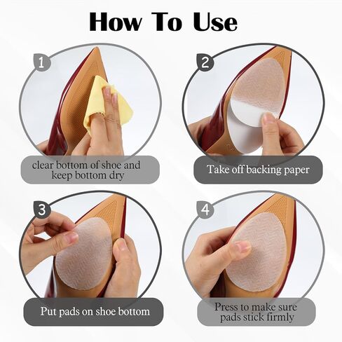 8Pcs Shoe Grips on Bottom of Shoes, Self-Adhesive Clear Non Slip Shoe Pads for Heels, Invisible Sole Protectors Guard, Pointed Toe Sole Traction Pads for Pumps, Stilettos & Dress Shoes in Saudi Arabia