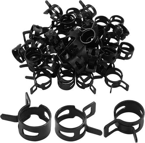 Bivethoi 50Pcs Black Spring Band Type Clips 8mm(5/16Inch) Air Hose Tube Water Pipe Fuel Hose Line Vacuum Hose Clamp, Fit 8.5-9.2mm OD in Saudi Arabia