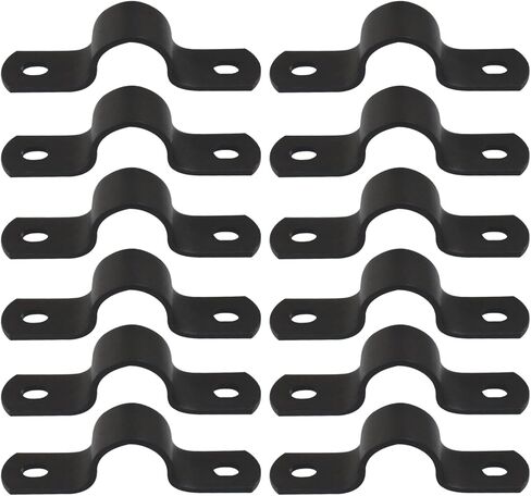 Zorfeter 12 حزمة 1.25 بوصة/32 مم حزام أنابيب متين، مشابك معدنية سوداء على شكل حرف U دعامة بفتحة مزدوجة، حزام أنبوب بفتحتين للنمط الصناعي DIY/عشاق DIY in Saudi Arabia