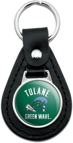 GRAPHICS & MORE Black Leather Tulane University Green Wave Keychain in Saudi Arabia