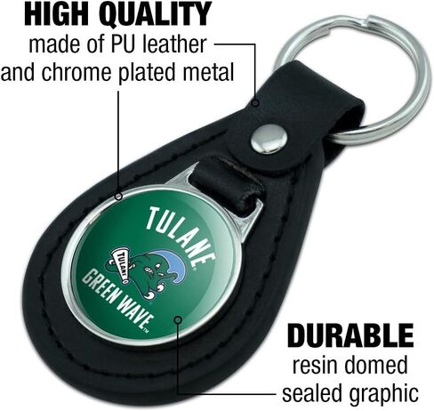 GRAPHICS & MORE Black Leather Tulane University Green Wave Keychain in Saudi Arabia