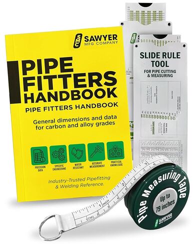 Sawyer MFG Company - The Tech Pack: Ultimate Pipefitter's Bundle - Pipefitter's Handbook, Compact Pipe Tape & Slide Rule Tool for Accurate Pipe Measurements, Welding Specs & Fitting Dimensions in Kuwait