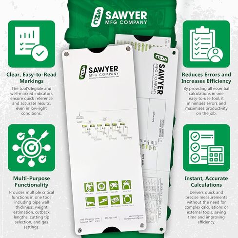 Sawyer MFG Company - The Tech Pack: Ultimate Pipefitter's Bundle - Pipefitter's Handbook, Compact Pipe Tape & Slide Rule Tool for Accurate Pipe Measurements, Welding Specs & Fitting Dimensions in Kuwait