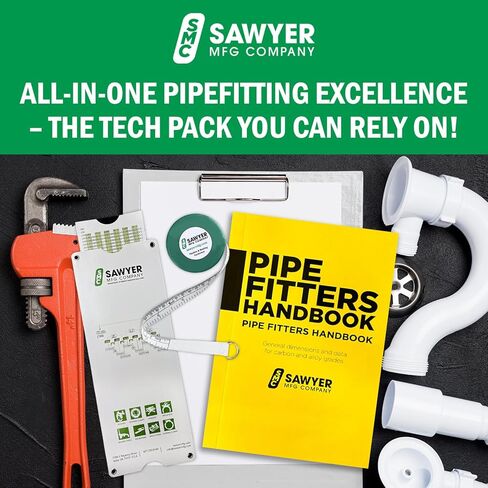 Sawyer MFG Company - The Tech Pack: Ultimate Pipefitter's Bundle - Pipefitter's Handbook, Compact Pipe Tape & Slide Rule Tool for Accurate Pipe Measurements, Welding Specs & Fitting Dimensions in Kuwait