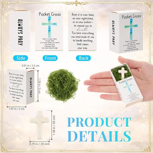Motipuns 36 Pcs Pocket Hug Token Gifts Natural Cross Shaped Crystal Stones with Pocket Cross Box Religious Easter Christian Gifts for Women Men Church Prayer Sunday School in Saudi Arabia