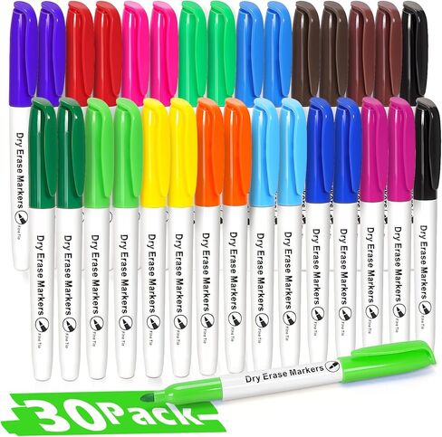 V-Opitos 30 Pack Fine Tip Dry Erase Markers - Bulk Whiteboard Erasable Markers, Ideal for School Classroom Office Home Use on White Board, Non-Toxic Easy Clean in Saudi Arabia