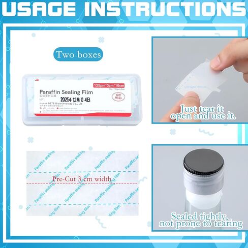 2 Sets/200 Pcs Laboratory Film Lab Sealing Plastic Film, 1.2 Inches (3cm) x 4 Inches (10cm), Pre Cut Plastic Wrap in Hard Case for Petri Dishes, Labware, Cryo Storage, Plant Grafting in Saudi Arabia