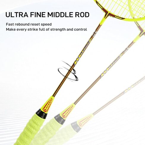 Badminton Racket Set,Badminton Rackets,Both Offensive and Defensive,Lightweight Composite Carbon Fiber 82g Durable Racket,with 2 Rackets,2 Shuttlecocks,and 1 Ball Bag in Saudi Arabia