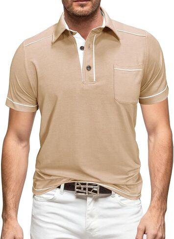 Men's Henley Shirts Short Sleeve Classic Button Basic Stylish Tops Summer Lightweight Casual Tee Shirts with Pockets in Saudi Arabia