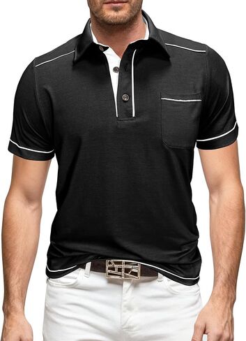 Men's Henley Shirts Short Sleeve Classic Button Basic Stylish Tops Summer Lightweight Casual Tee Shirts with Pockets in Saudi Arabia