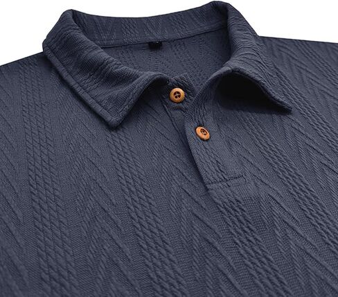 Casual Henley Shirts for Men Fashion Textured Short Sleeve Tops Summer Buttons V Neck T Shirt Solid Basic Golf Blouse in Saudi Arabia