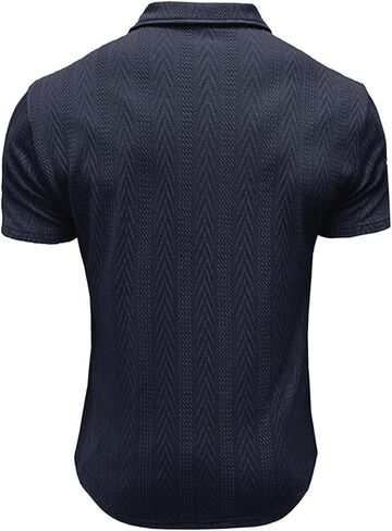 Casual Henley Shirts for Men Fashion Textured Short Sleeve Tops Summer Buttons V Neck T Shirt Solid Basic Golf Blouse in Saudi Arabia