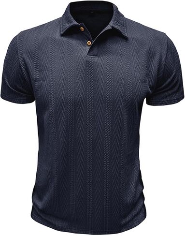 Casual Henley Shirts for Men Fashion Textured Short Sleeve Tops Summer Buttons V Neck T Shirt Solid Basic Golf Blouse in Saudi Arabia