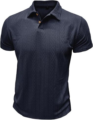 Casual Henley Shirts for Men Fashion Textured Short Sleeve Tops Summer Buttons V Neck T Shirt Solid Basic Golf Blouse in Saudi Arabia