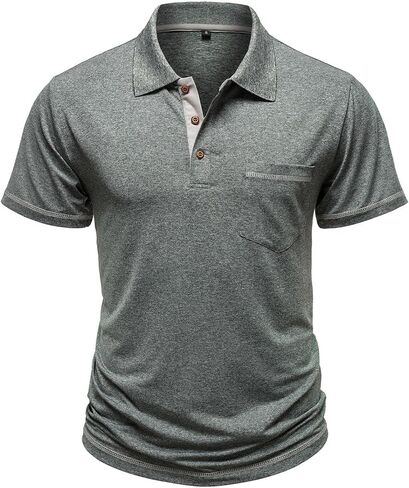 Men's Casual Henley Shirts Classic Button Cotton Short Sleeve Collared T-Shirt Summer Basic Solid Lightweight Tees in Saudi Arabia