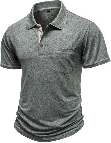 Men's Casual Henley Shirts Classic Button Cotton Short Sleeve Collared T-Shirt Summer Basic Solid Lightweight Tees in Saudi Arabia