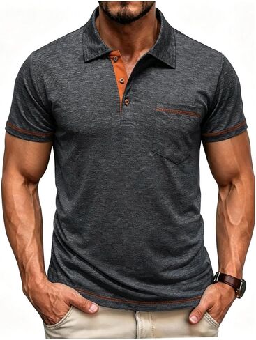 Men's Casual Henley Shirts Classic Button Cotton Short Sleeve Collared T-Shirt Summer Basic Solid Lightweight Tees in Saudi Arabia