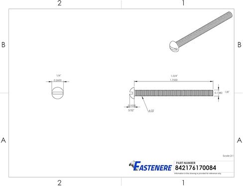 6-32 x 1-3/4" Round Head Machine Screws, Slotted Drive, Solid Brass Grade 360, Full Thread, Plain Finish, Machine Thread, Quantity 25 in Saudi Arabia