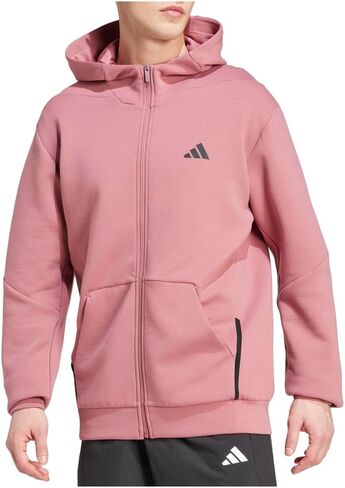 adidas Mens Designed For Hoodie Training Athletic Outerwear Casual Moisture Wicking - Pink in Saudi Arabia