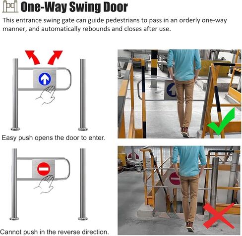 باب دوار تجاري للمكتبات - بوابة متأرجحة للإغلاق التلقائي حاجز مدخل عالمي ذو اتجاه واحد (يسار 70 × 100 سم / 28 × 39 بوصة) - حل وصول متين وآمن in Kuwait