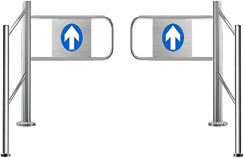 بوابة أمان متأرجحة أوتوماتيكية لمحلات السوبر ماركت 90 درجة إغلاق في اتجاه واحد حاجز معدني مع حاجز حماية لباب الوصول إلى التجزئة بلمسة نهائية فضية 110 × 99 سم ​​حل مدخل آمن in Kuwait