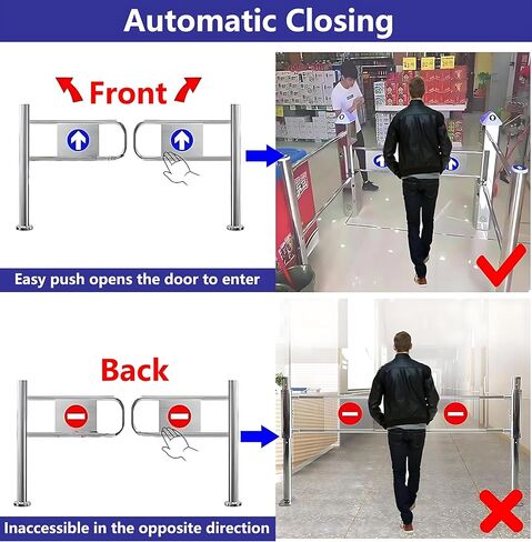 Automatic Metal Swing Gate - 60x100cm Self-Closing Safety Gate for Warehouse & Library 1-Way Design Ideal for Supermarket Entrances Adjustable Widths 50-100cm in Saudi Arabia
