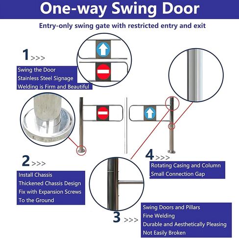 Automatic Metal Swing Gate - 60x100cm Self-Closing Safety Gate for Warehouse & Library 1-Way Design Ideal for Supermarket Entrances Adjustable Widths 50-100cm in Saudi Arabia