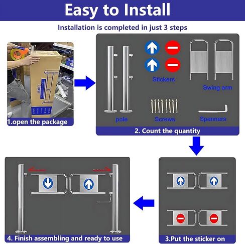 Automatic Metal Swing Gate - 60x100cm Self-Closing Safety Gate for Warehouse & Library 1-Way Design Ideal for Supermarket Entrances Adjustable Widths 50-100cm in Saudi Arabia