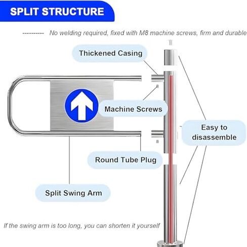 بوابة متأرجحة لمدخل السوبر ماركت، باب معدني أوتوماتيكي في اتجاه واحد، بوابة أمان يدوية صناعية للمستودع لمتاجر المكتبة ومراكز التسوق على اليسار - 100 × 100 سم in Kuwait