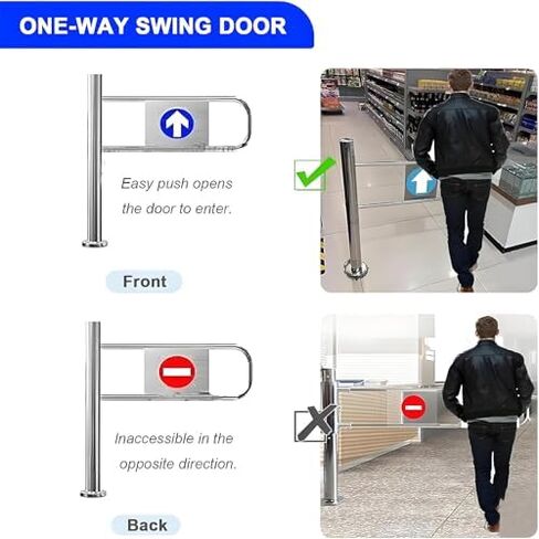 بوابة متأرجحة لمدخل السوبر ماركت، باب معدني أوتوماتيكي في اتجاه واحد، بوابة أمان يدوية صناعية للمستودع لمتاجر المكتبة ومراكز التسوق على اليسار - 100 × 100 سم in Kuwait