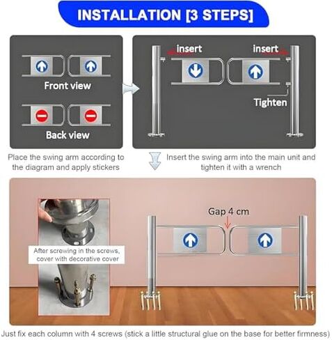 بوابة متأرجحة لمدخل السوبر ماركت، باب معدني أوتوماتيكي في اتجاه واحد، بوابة أمان يدوية صناعية للمستودع لمتاجر المكتبة ومراكز التسوق على اليسار - 100 × 100 سم in Kuwait
