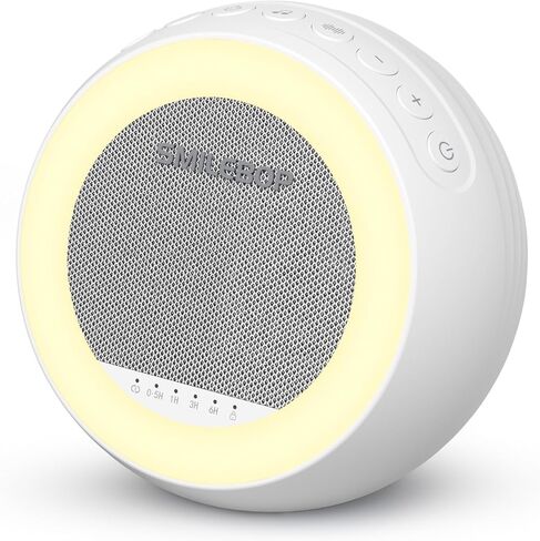 آلة صوت ضوضاء بيضاء مع ضوء ليلي، آلة صوت محمولة للأطفال والكبار مع ضوء ليلي بـ 10 ألوان، 32 صوتًا مهدئًا و5 مؤقتات للحضانة والخصوصية في المكتب المنزلي والسفر in Kuwait