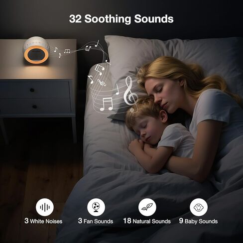 آلة صوت ضوضاء بيضاء مع ضوء ليلي، آلة صوت محمولة للأطفال والكبار مع ضوء ليلي بـ 10 ألوان، 32 صوتًا مهدئًا و5 مؤقتات للحضانة والخصوصية في المكتب المنزلي والسفر in Kuwait