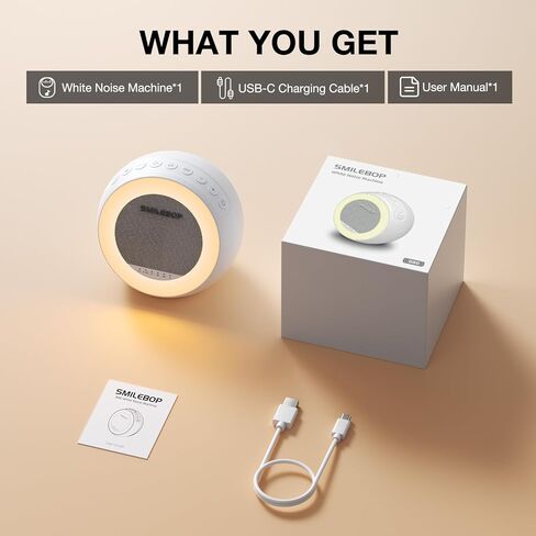 آلة صوت ضوضاء بيضاء مع ضوء ليلي، آلة صوت محمولة للأطفال والكبار مع ضوء ليلي بـ 10 ألوان، 32 صوتًا مهدئًا و5 مؤقتات للحضانة والخصوصية في المكتب المنزلي والسفر in Kuwait