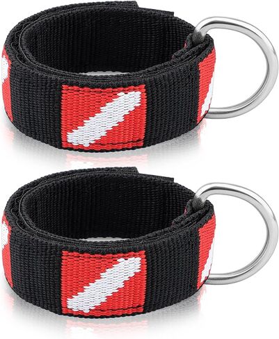 حزام معصم للغوص، سوار معصم قابل للتعديل مع حلقة على شكل حرف D من الفولاذ المقاوم للصدأ، مناسب لأضواء الغوص والمصابيح الكاشفة والكاميرات والبوصلة وألواح الغوص للغواصين والغطس (عبوة من قطعتين) in Kuwait