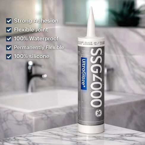 GE Silicones UltraGlaze SSG4000 Structural Glazing Silicone Adhesive Sealant, Black, 10.1 fl oz Cartridge, Primerless Glass-to-Metal Bonding for Curtainwall, Storefront & Skylights in Saudi Arabia