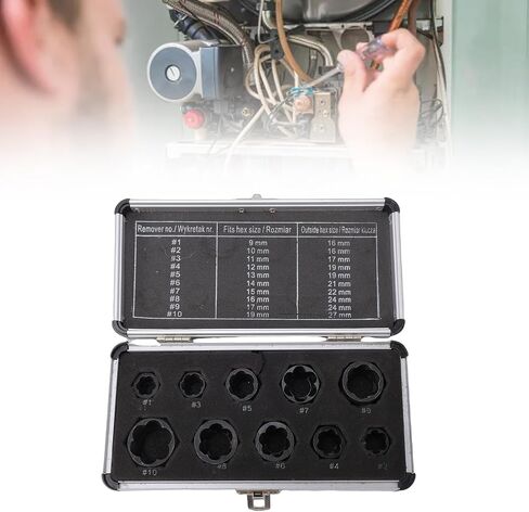 Fafeicy 10Pcs Nut Remover, Impact Short Nut Extractor Set with 3 8in Driver Interface, for Damaged Nuts Removal and Stripped Screws Disassembly 9mm to 19mm in Saudi Arabia