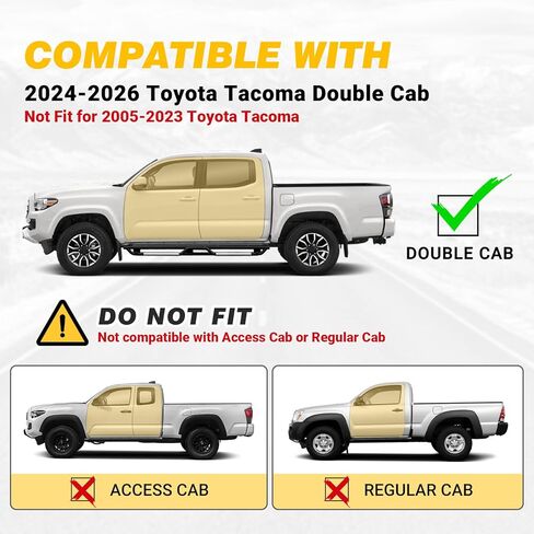 لوحات الجري لـ Tacoma 2024-2026 Double Cab 4 Doors Step Bar، خطوات جانبية Tacoma 6 بوصات مثبتة بمسامير باللون الأسود مع تصميم درجين من مجموعات أزواج من الفولاذ الكربوني، وليس لـ 2005-2023 in Saudi Arabia
