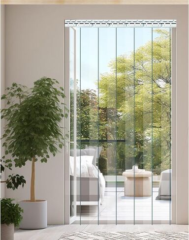 باب ستارة من شريط PVC الشفاف، شرائط بلاستيكية معزولة للإعصار للسوبر ماركت، المرآب، المستودعات، الحظيرة - مقاومة للطقس، سهلة التركيب، 29.5 بوصة × 98.4 بوصة (عرض 75 × ارتفاع 250 سم) in Kuwait