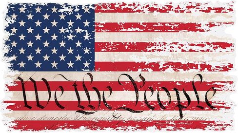 We The People Decal - Distressed American Flag Patriotic Vinyl Bumper Sticker for Cars, Trucks & Vehicle Windows - Made in USA (5.9x3.3 inches) in Kuwait