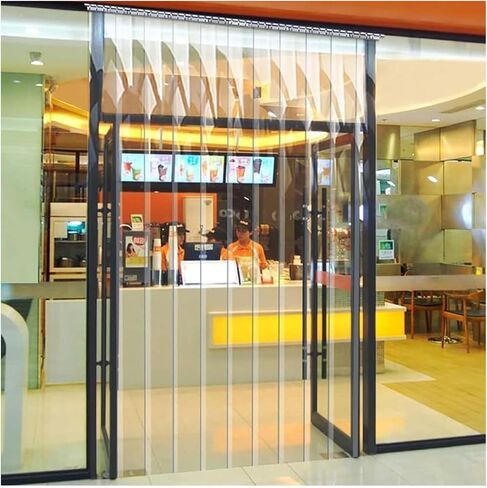 طقم أبواب ستائر بشريط PVC - ستائر فينيل شفافة معزولة حراريًا للغرف الباردة والمستودعات، شرائط أبواب ناعمة - سهلة التركيب (W105xH280cm/41.34x110.2in) in Kuwait