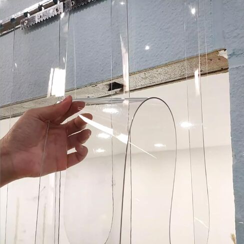 طقم ستائر باب بشريط PVC شفاف - ستائر باب ناعمة مقاومة للماء للجراج والمستودعات والسوبر ماركت والمصنع والمرحاض - 210 × 200 سم (82.68 × 78.74 بوصة) in Kuwait