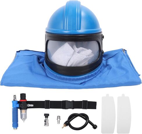 خوذة السفع الرملي من جاروسا، قبعة السفع الرملي مع عدسة مزدوجة الطبقة وتدفق هواء قابل للتعديل لرش قطع طلاء السفع الرملي in Kuwait