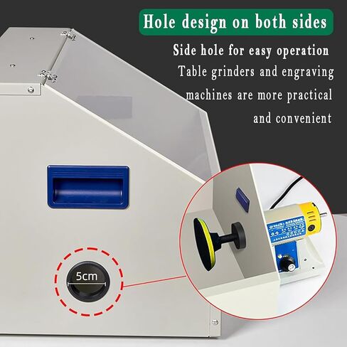 مجمع الغبار الرملي للمختبر، صندوق تجميع الغبار النقش مع إضاءة LED ونافذة شفافة، مروحة قوية 2800 دورة في الدقيقة، للطحن/النقش/التلميع/الحفر/القطع in Kuwait
