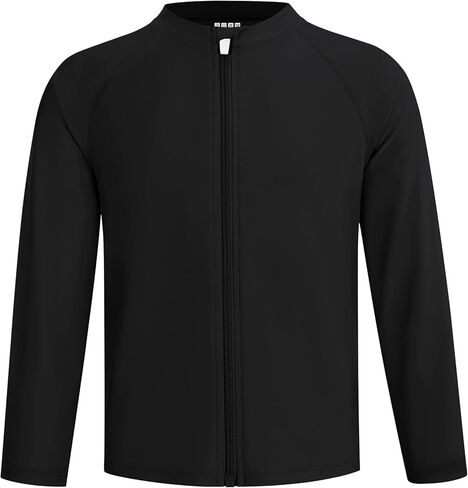 Runhit Boys UPF 50+ Rash Guard Long Sleeve Zip Up 2T to Youth UV Sun Protection Shirt for Beach Surf Fish Quick Dry in Saudi Arabia