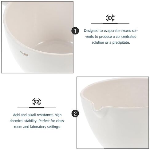 ULTECHNOVO Ceramics Evaporating Dish with Handle Porcelain Laboratory Evaporation Container for School and Home Use High-Grade Porcelain with Spout for Easy Pouring in Saudi Arabia
