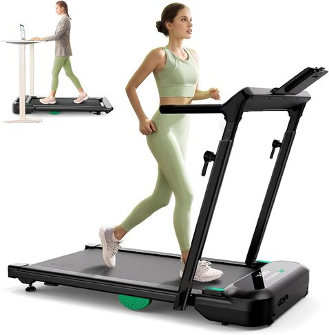 UREVO Foldimix 5 Treadmills for Home, Walking Pad with Adjustable Handle Bar, Multi-Functional Workstation Treadmill, Dual Brushless Motorized, 14-Point Shock Absorption, Compact Design in Kuwait